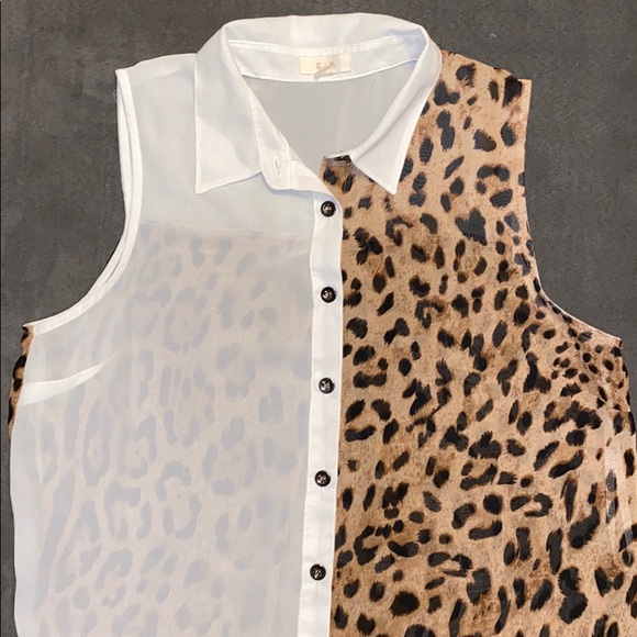 Half white, half cheetah top - Picture 2 of 4